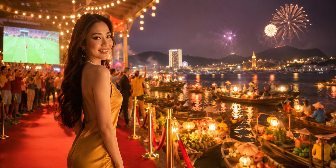 Khu chợ đêm Vũng Tàu sôi động với người xem cá cược thể thao trên màn hình lớn